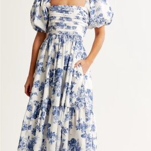 Abercrombie and Fitch Emerson Poplin Puff Sleeve Dress